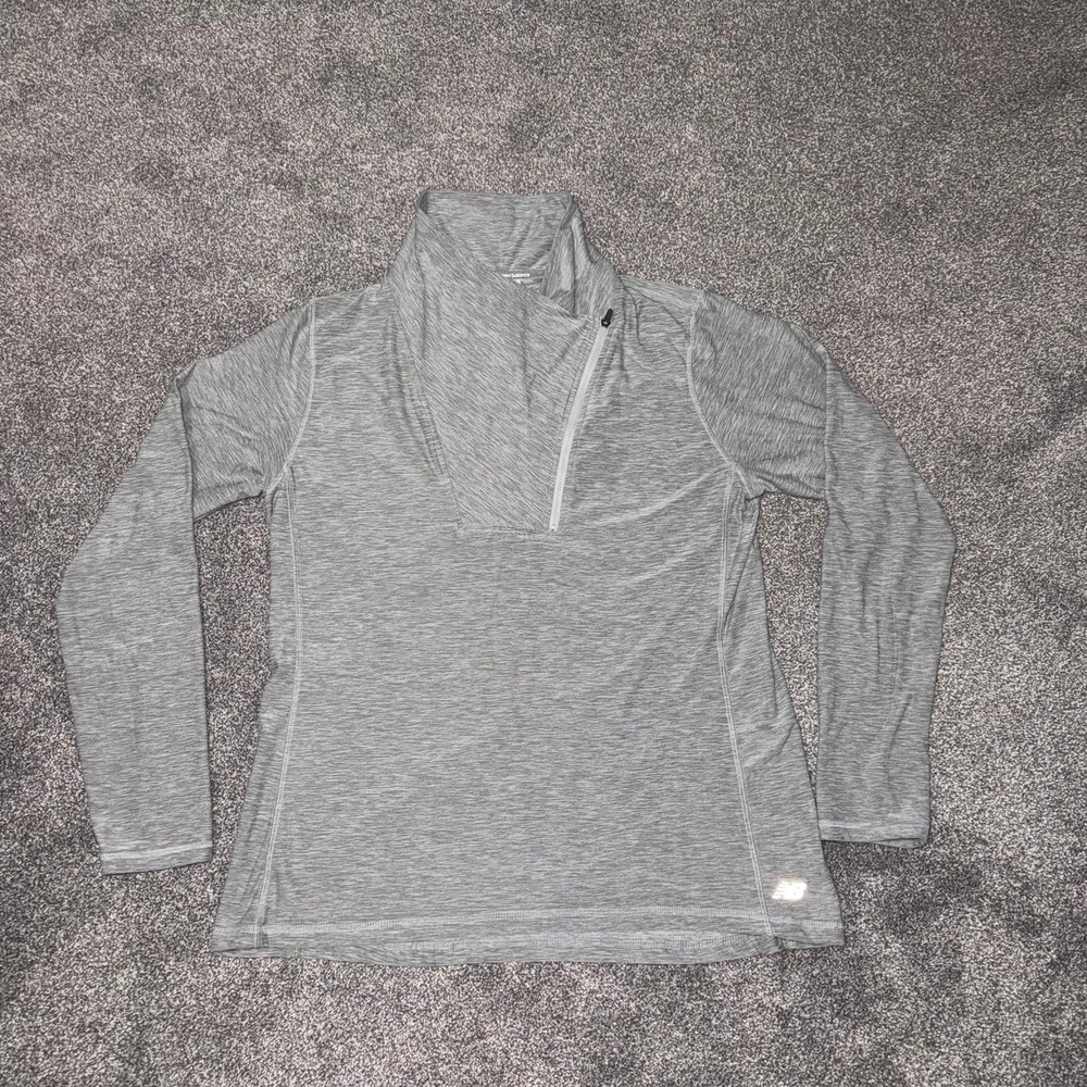 New Balance Women's Heather Gray Quarter Zip Athletic Pullover High Collar - S